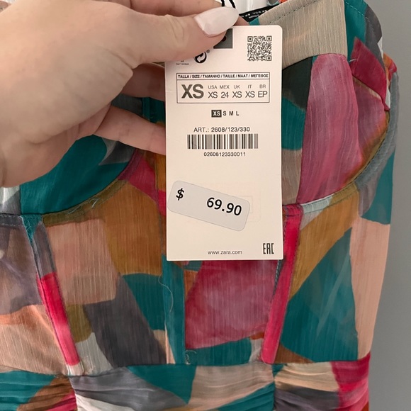 Zara MULTICOLOR CHAIN STRAP PRINT DRESS - Picture 3 of 3